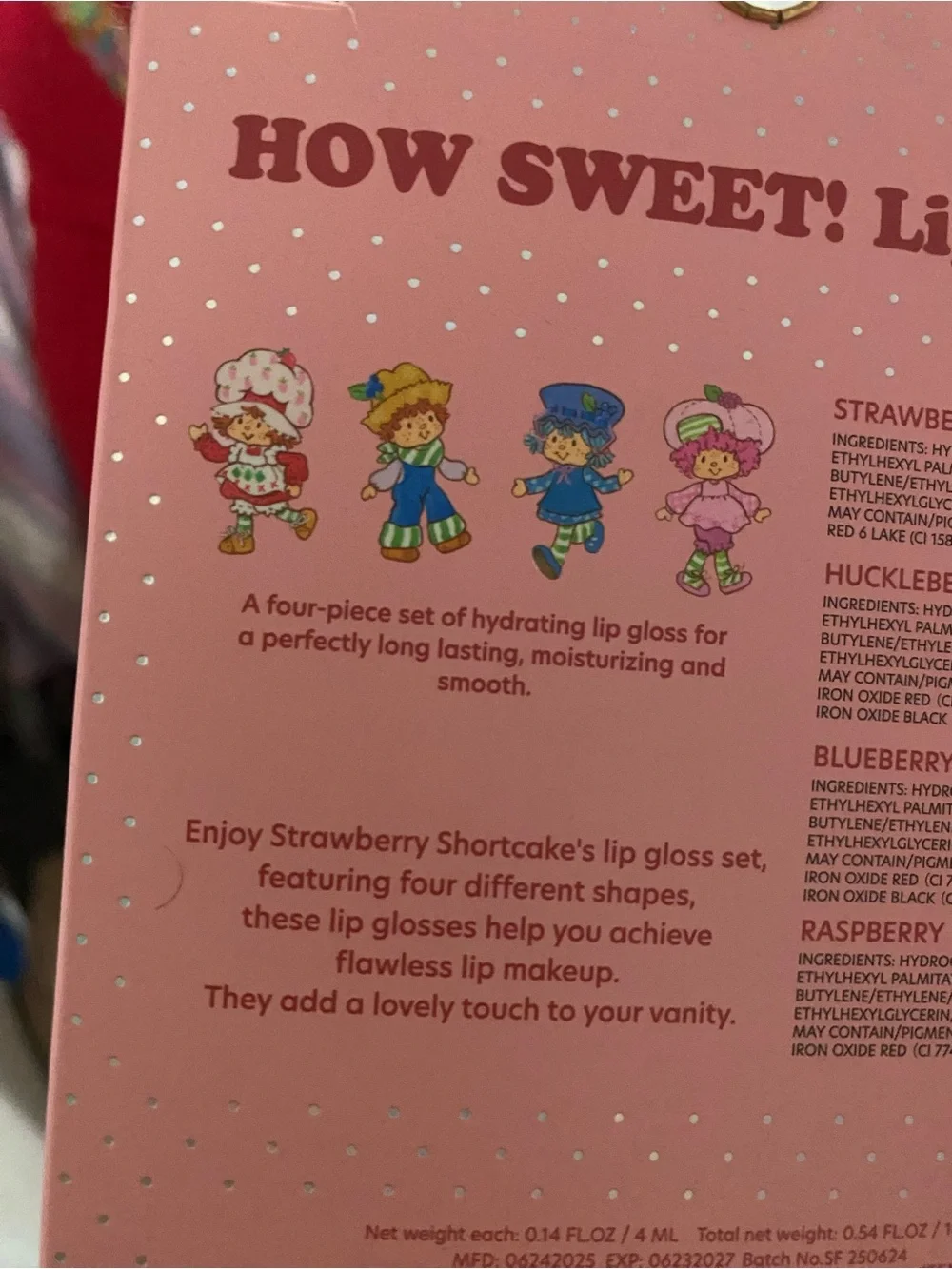 Strawberry Shortcake Célavi Lip Gloss Set 4 Pcs Limited Edition NIB Kawaii